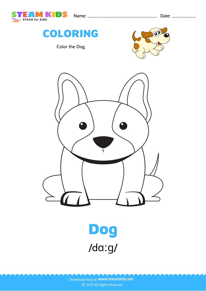 Free Coloring Worksheet - Color the Dog