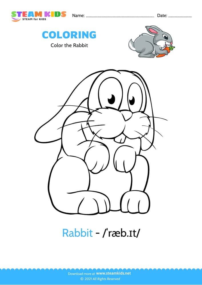 Free Coloring Worksheet - Color the Rabbit 2