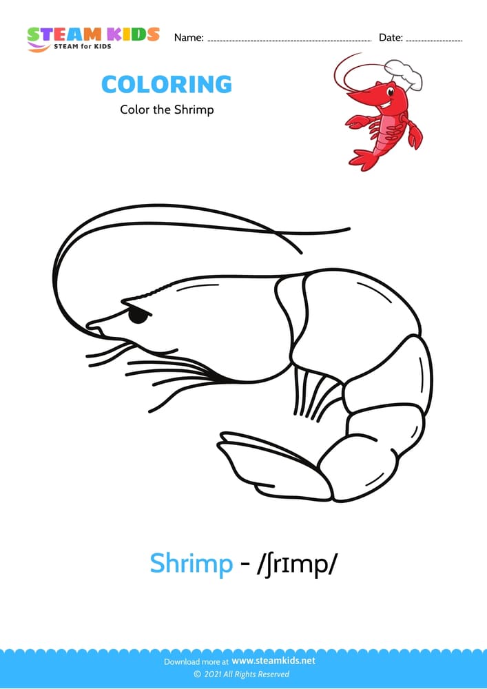 Free Coloring Worksheet - Color the Shrimp