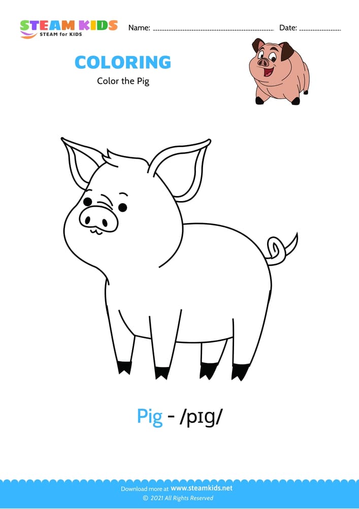 Free Coloring Worksheet - Color the Pig
