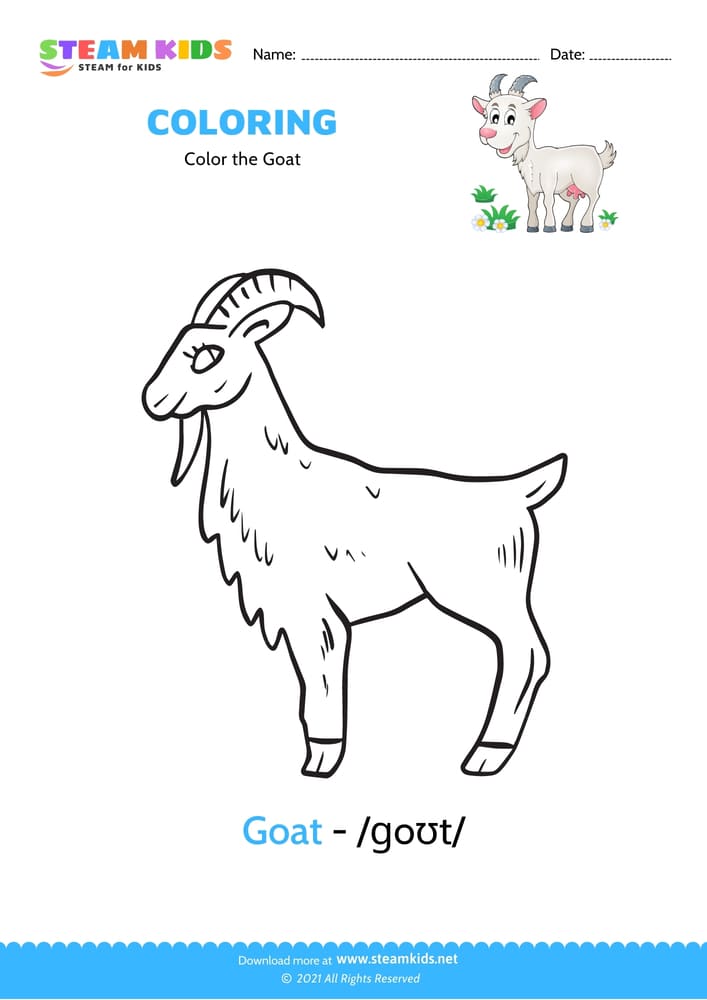Free Coloring Worksheet - Color the Goat