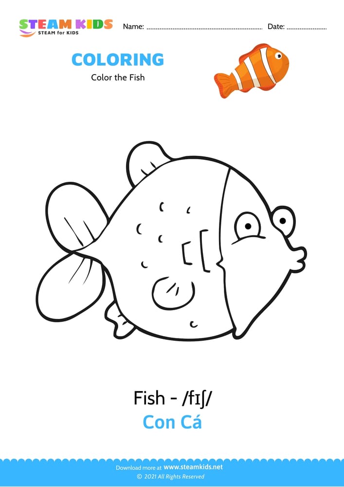 Free Coloring Worksheet - Color the Fish