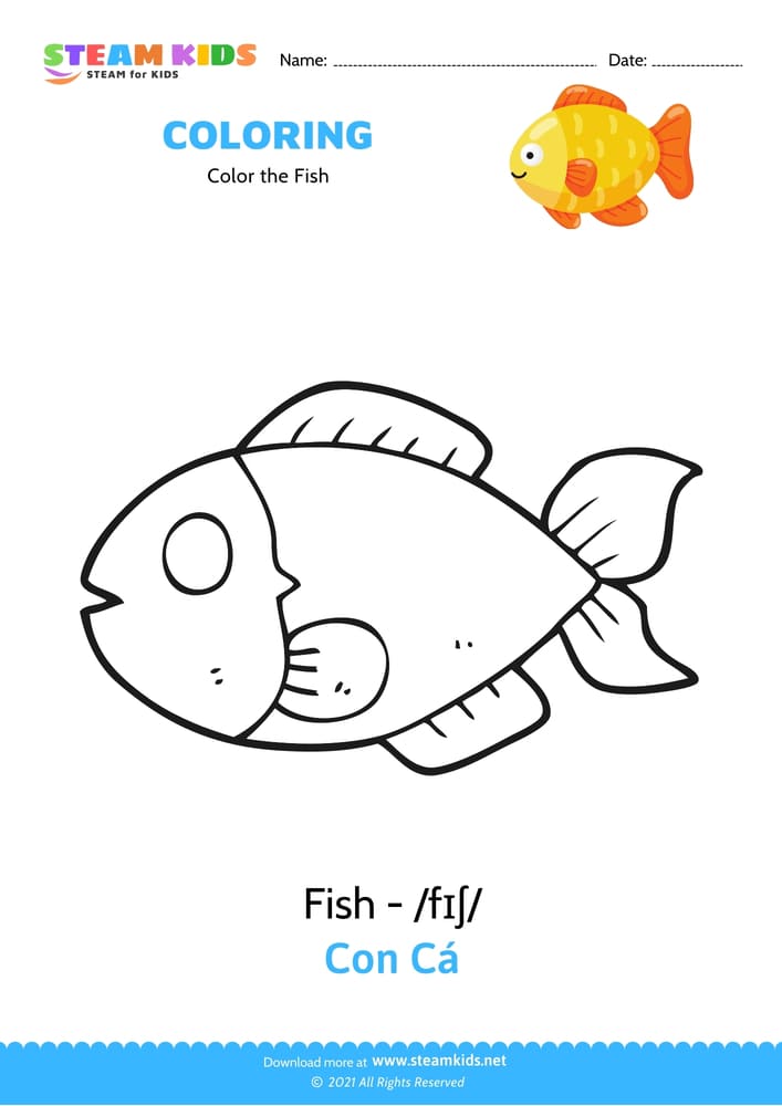 Free Coloring Worksheet - Color the Fish 2