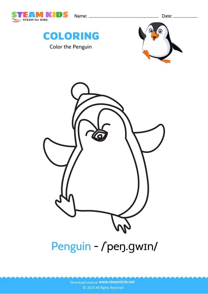 Free Coloring Worksheet - Color the Penguin