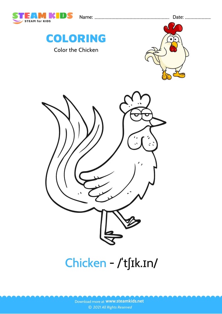 Free Coloring Worksheet - Color the Chicken