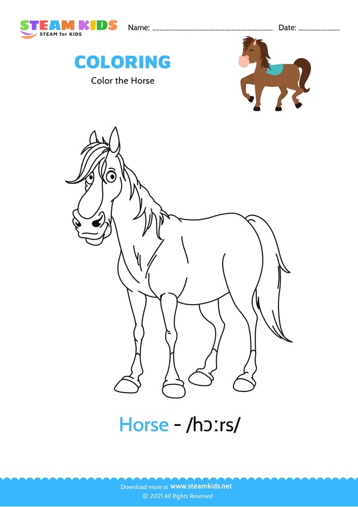Free Coloring Worksheet - Color the Horse