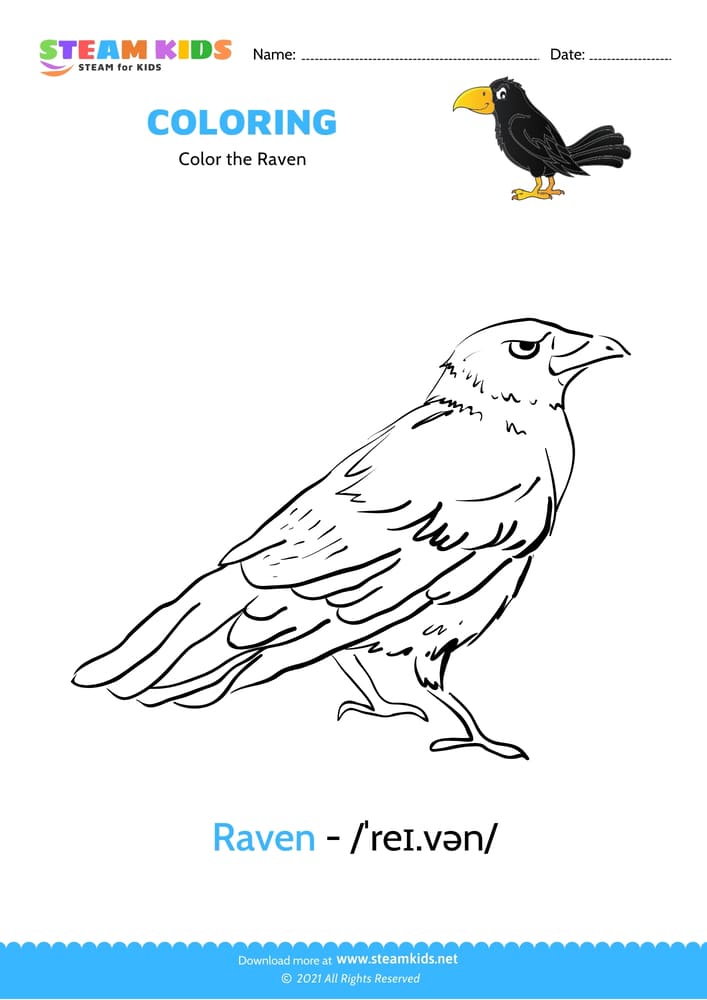 Free Coloring Worksheet - Color the Crow