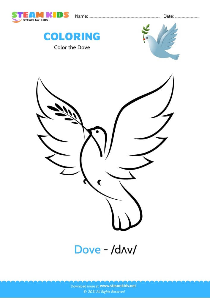 Free Coloring Worksheet - Color the Dove