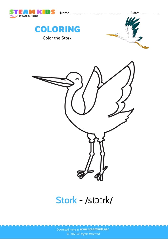 Free Coloring Worksheet - Color the Stork