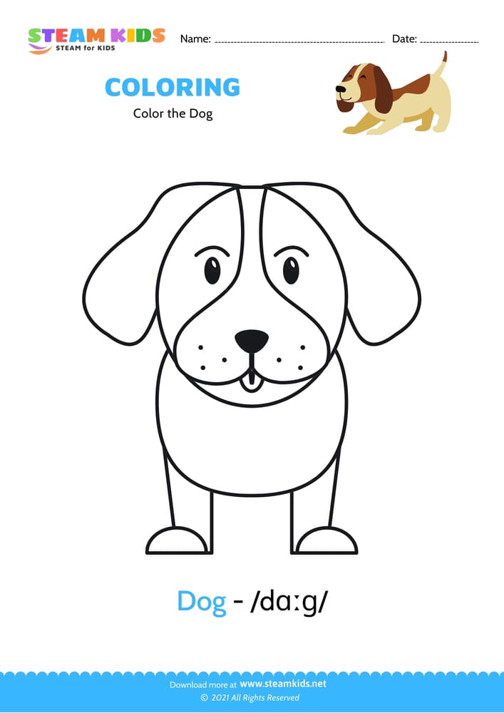 Free Coloring Worksheet - Color the Dog 2
