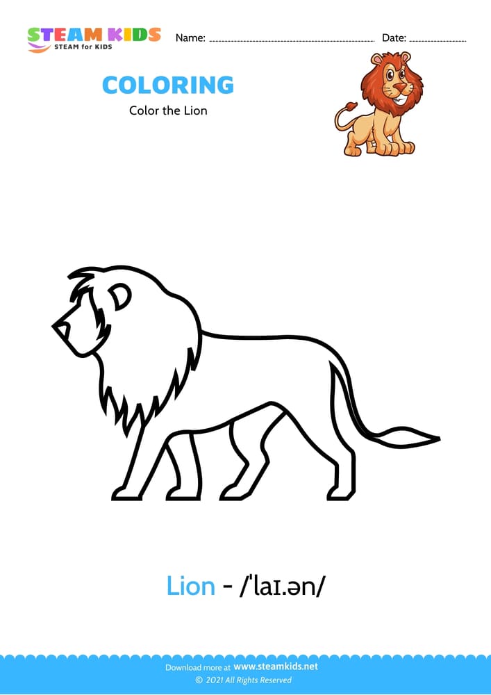 Free Coloring Worksheet - Color the Lion