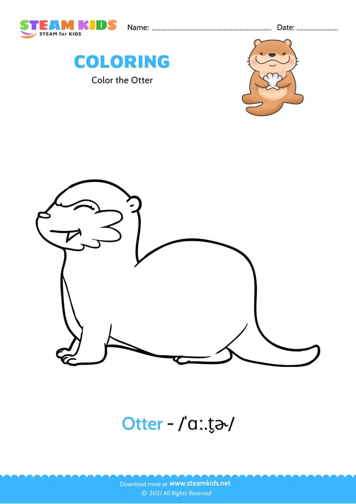 Free Coloring Worksheet - Color the Otter