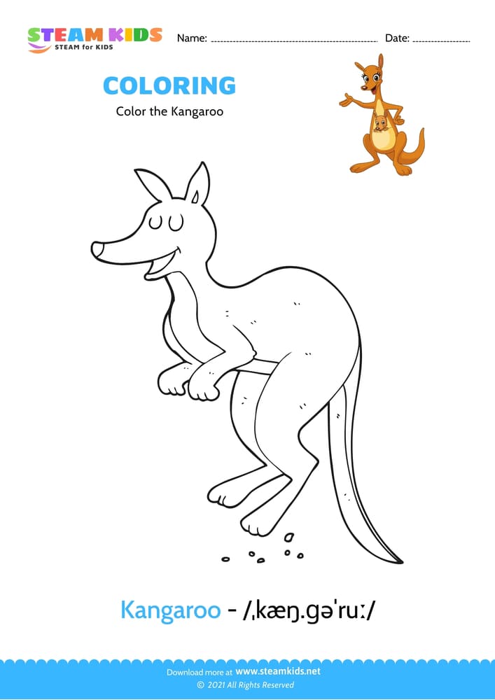 Free Coloring Worksheet - Color the Kangaroo