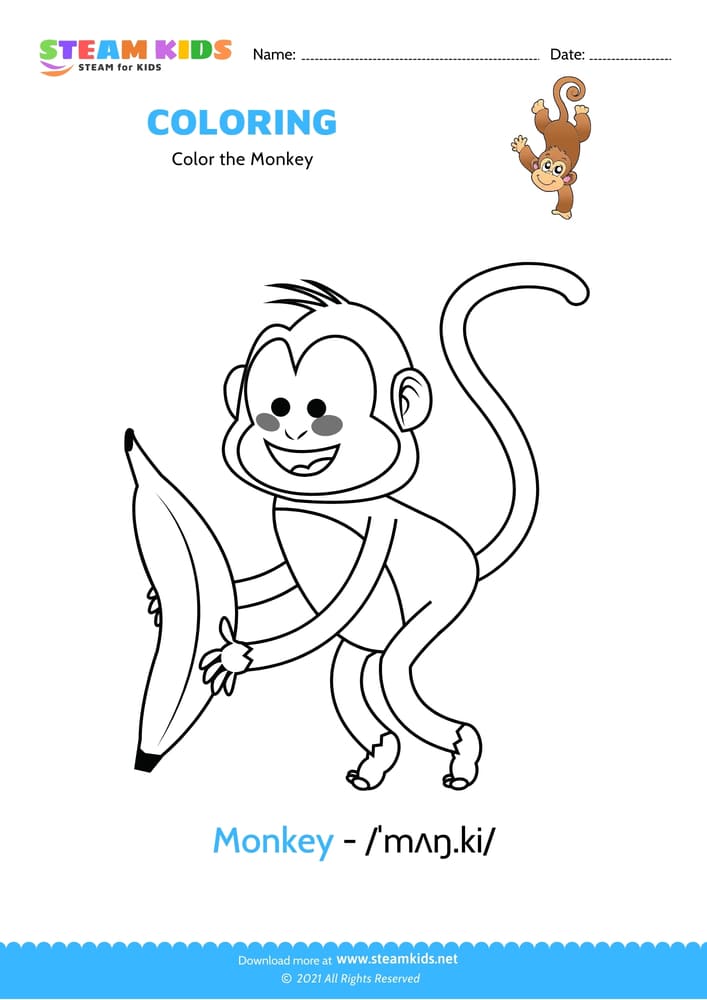 Free Coloring Worksheet - Color the Monkey