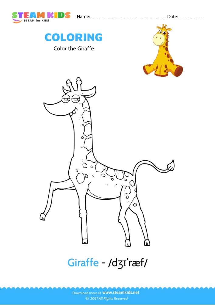 Free Coloring Worksheet - Color the Giraffe