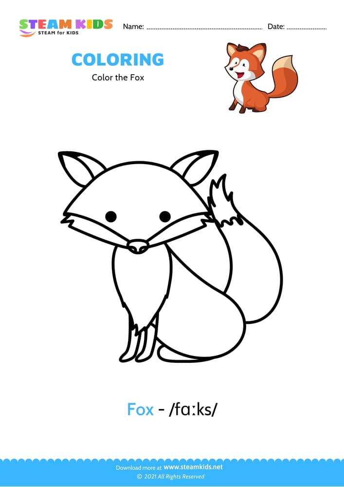 Free Coloring Worksheet - Color the Fox