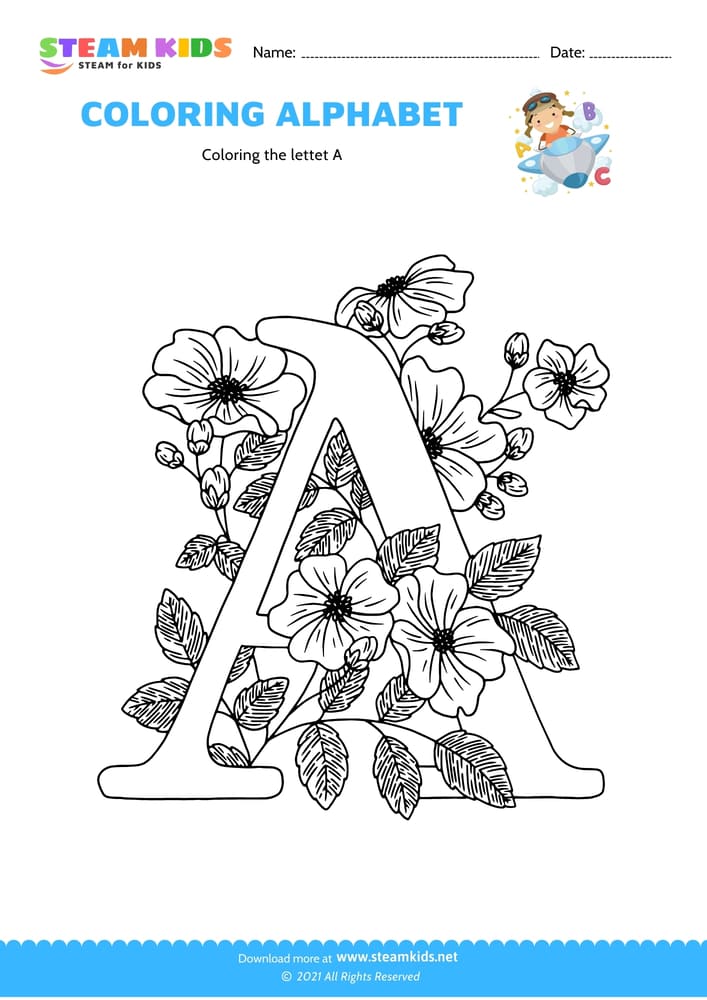 Free Coloring Worksheet - Color the letter A