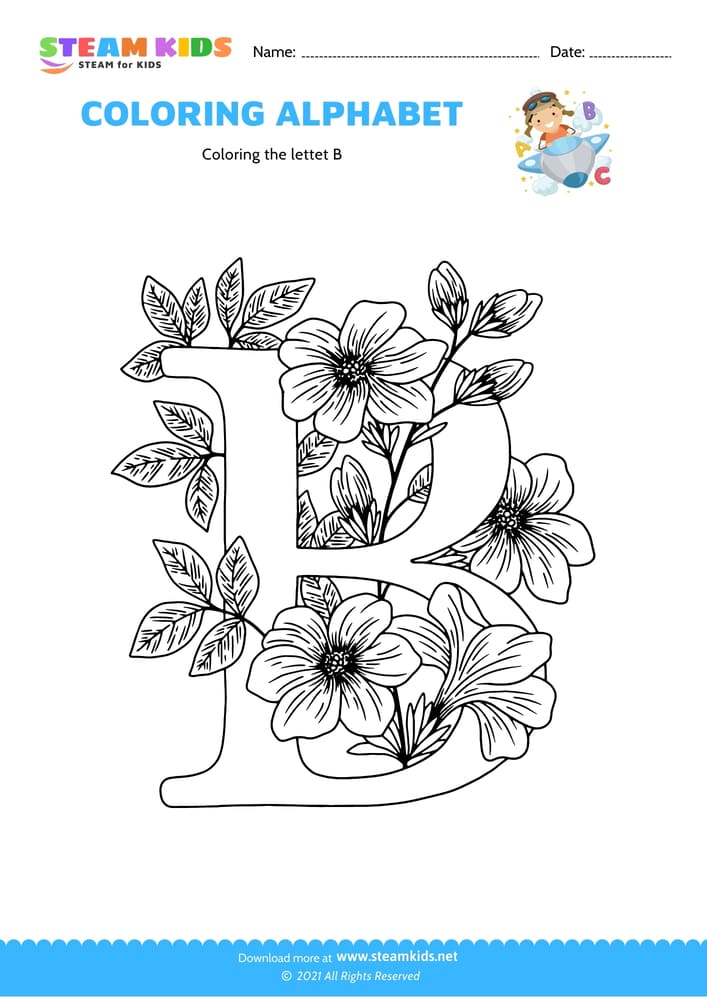 Free Coloring Worksheet - Color the letter B