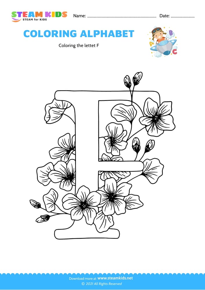 Free Coloring Worksheet - Color the letter F