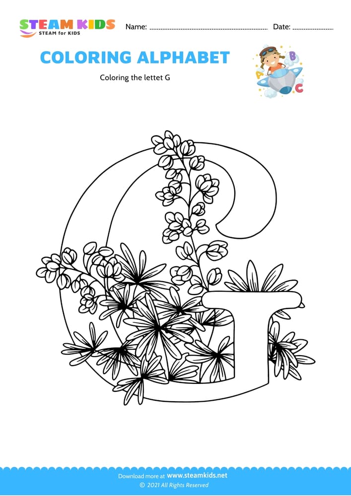 Free Coloring Worksheet - Color the letter G