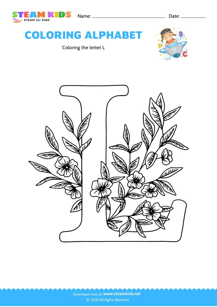 Free Coloring Worksheet - Color the letter L