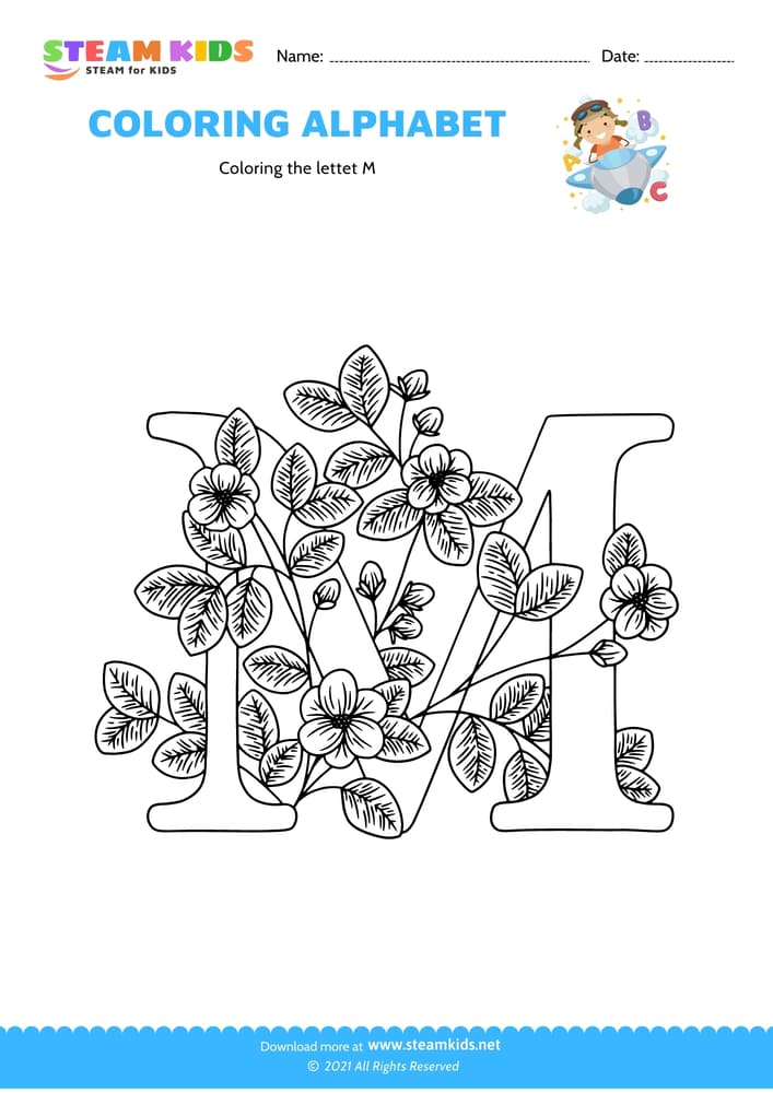 Free Coloring Worksheet - Color the letter M