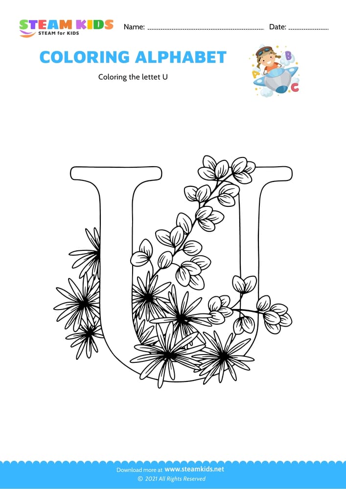 Free Coloring Worksheet - Color the letter U