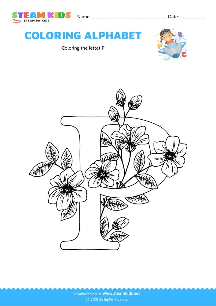 Free Coloring Worksheet - Color the letter P