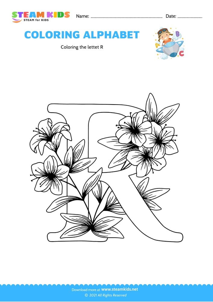 Free Coloring Worksheet - Color the letter R