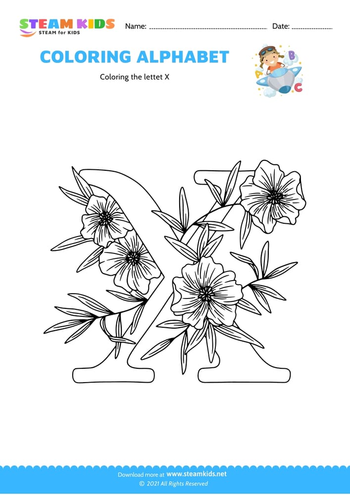 Free Coloring Worksheet - Color the letter X