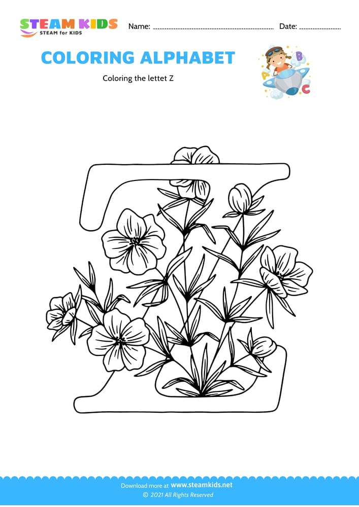 Free Coloring Worksheet - Color the letter Z