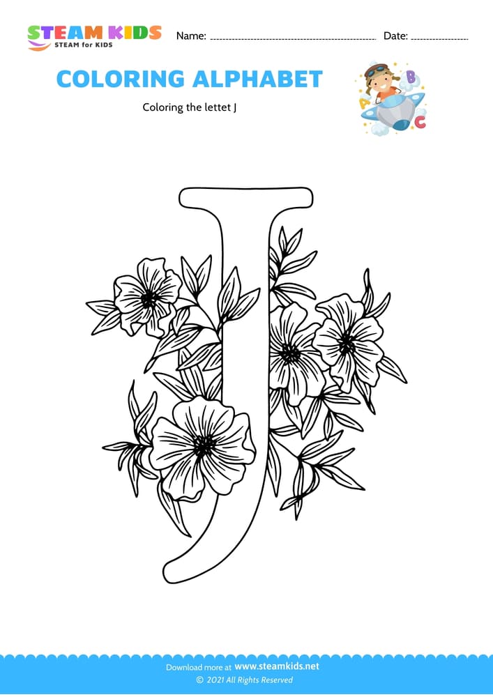 Free Coloring Worksheet - Color the letter J