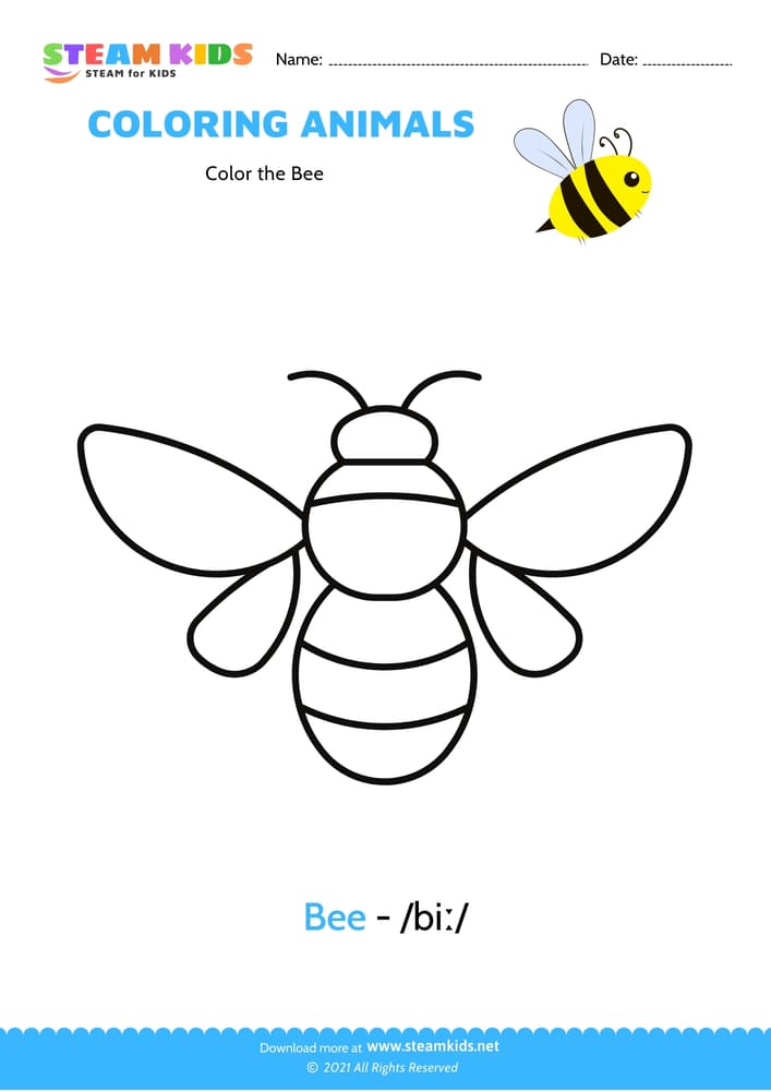 Free Coloring Worksheet - Color the Bee