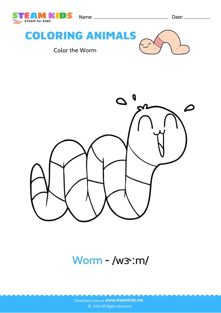 Free Coloring Worksheet - Color the Worm