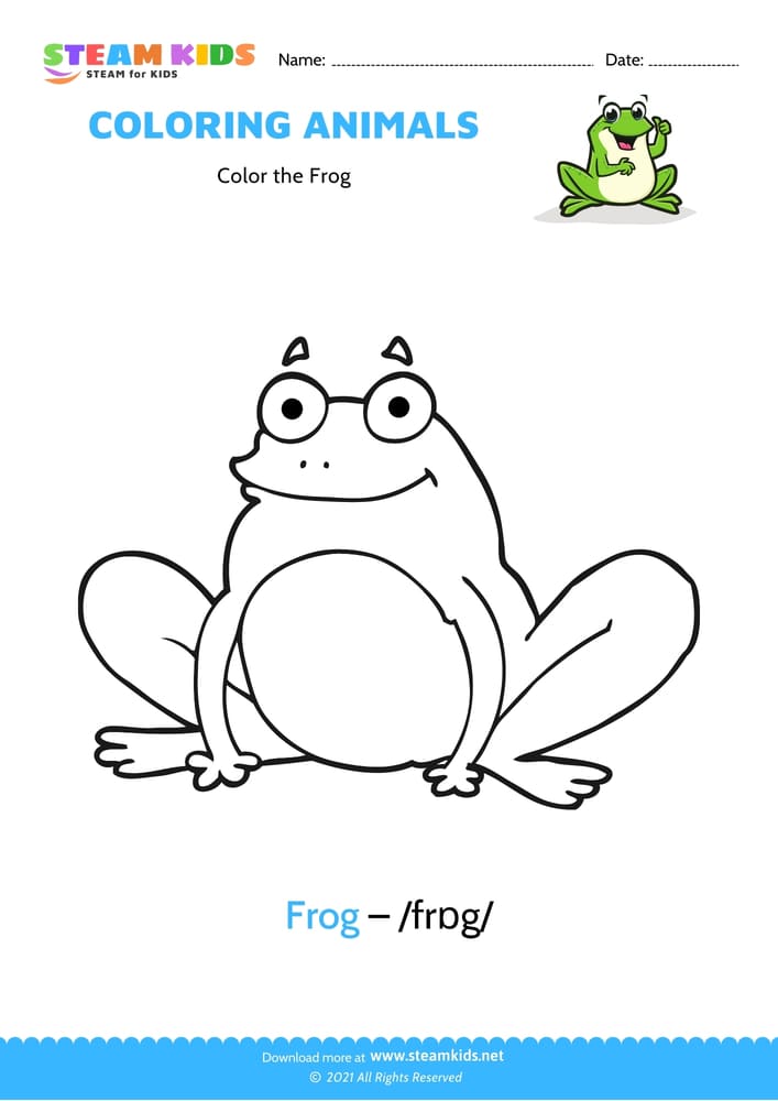 Free Coloring Worksheet - Color the Frog