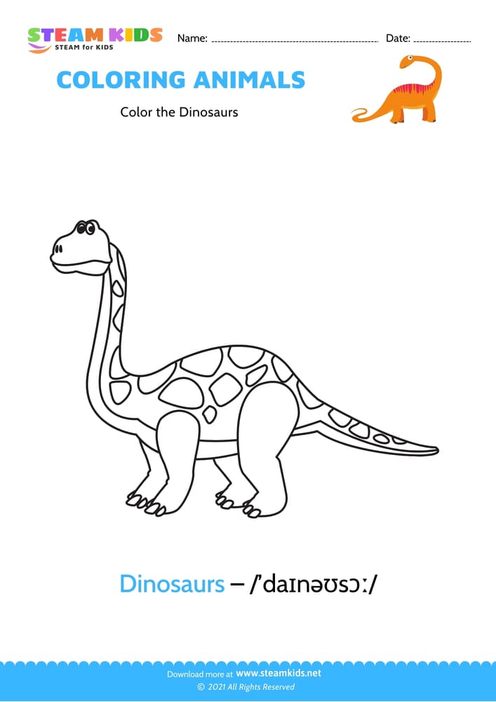 Free Coloring Worksheet - Color the Dinosaurs