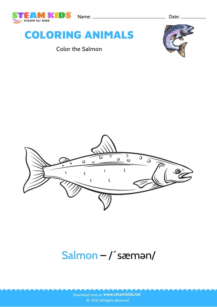 Free Coloring Worksheet - Color the Salmon