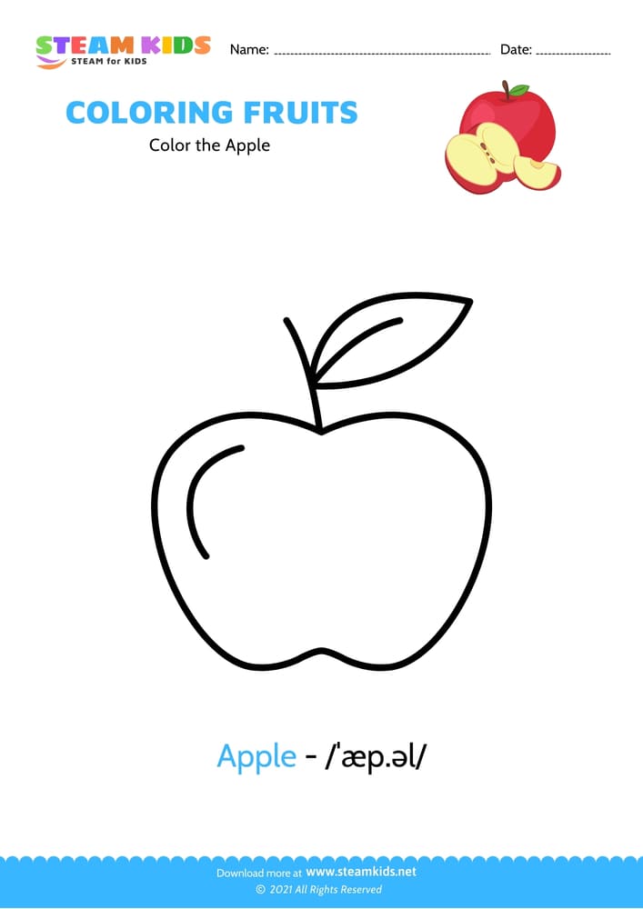 Free Coloring Worksheet - Color the Apple