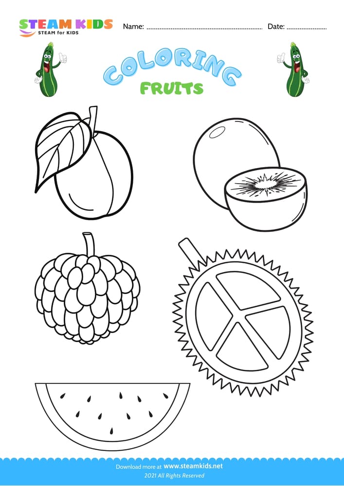 Free Coloring Worksheet - Color the Fruits