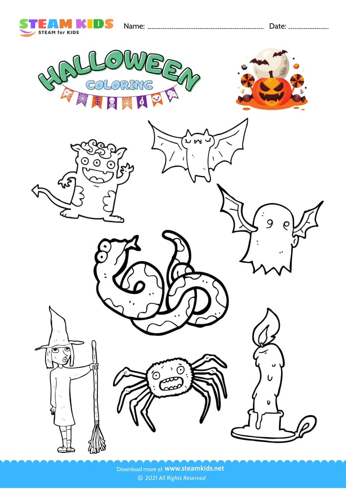 Free Coloring Worksheet - Halloween