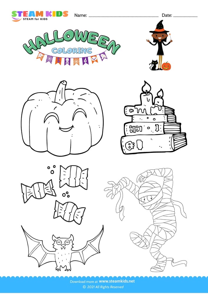 Free Coloring Worksheet - Halloween