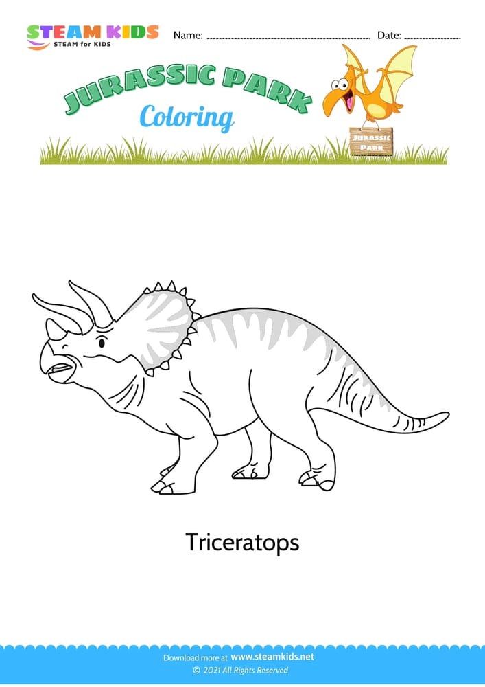 Free Coloring Worksheet - Color the Dinosaur