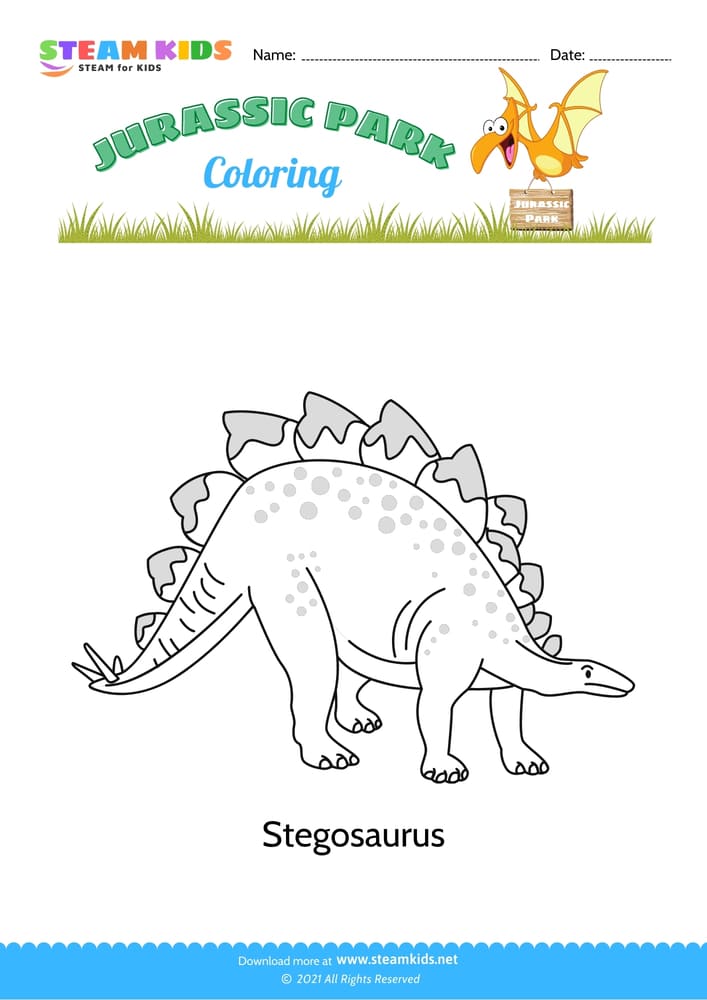 Free Coloring Worksheet - Color the Dinosaur