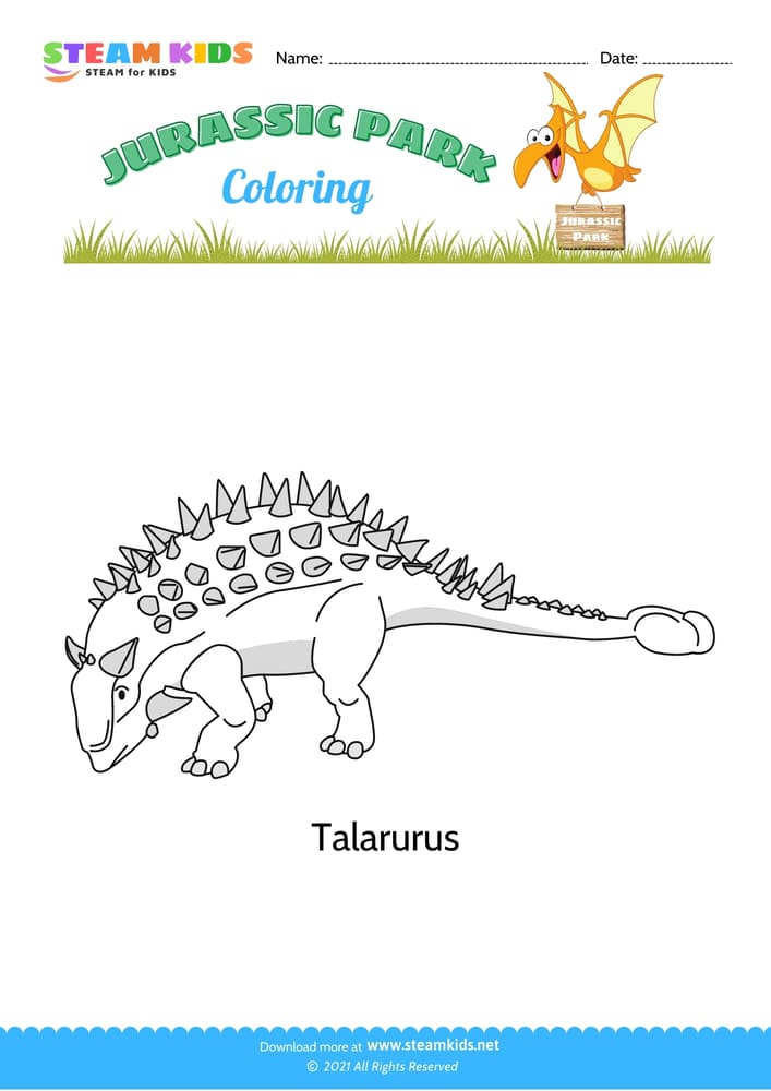 Free Coloring Worksheet - Color the Dinosaur