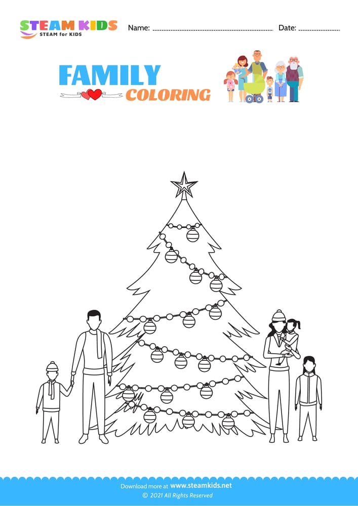 Free Coloring Worksheet - Color the Family