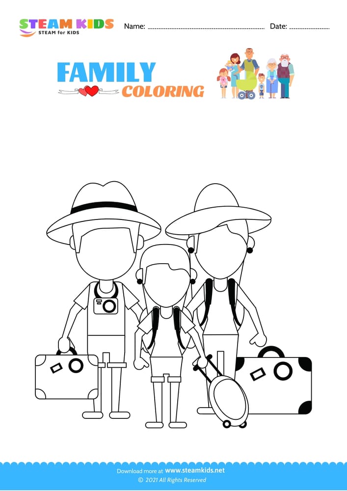 Free Coloring Worksheet - Color the Family