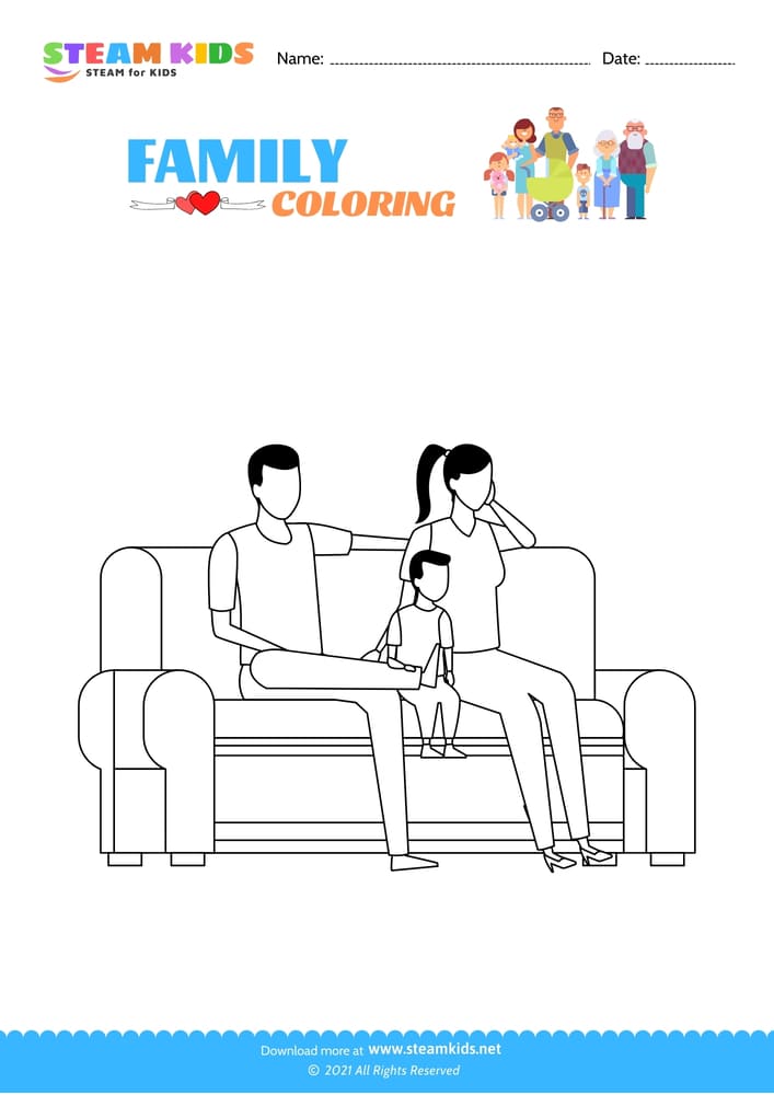 Free Coloring Worksheet - Color the Family