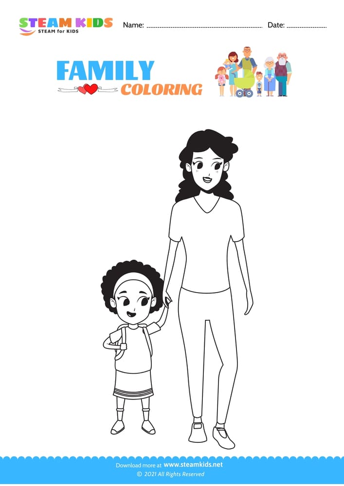 Free Coloring Worksheet - Color the Family