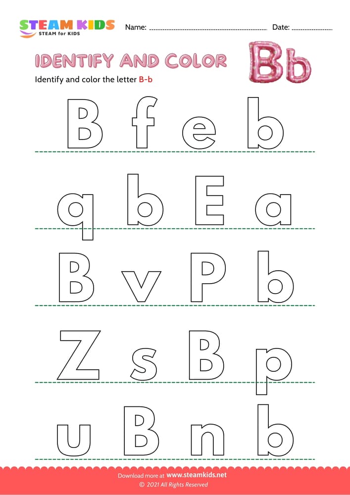 Free English Worksheet - Find and Color letter B/b
