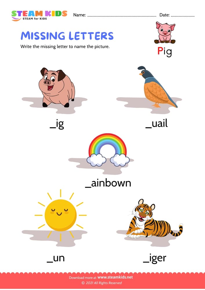 Free English Worksheet - Missing letters - Worksheet 4